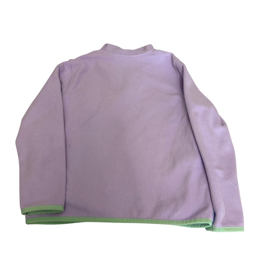 Lands End Kids M 8 Colorblock Fleece Pullover Snap Mock Neck Purple Blue Green - Picture 2 of 8
